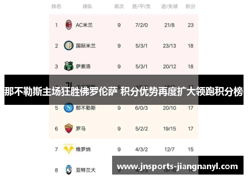 那不勒斯主场狂胜佛罗伦萨 积分优势再度扩大领跑积分榜
